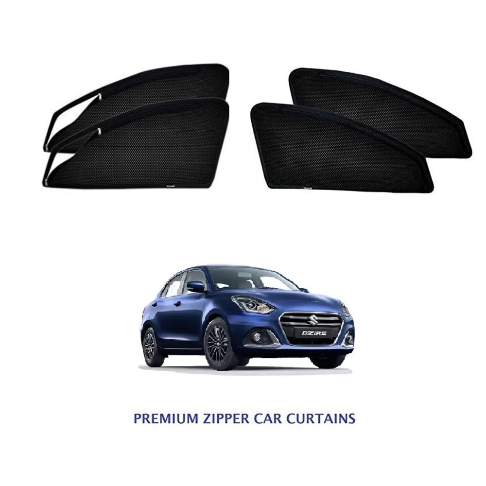 Premium Magnetic Curtain with Zipper for New Swift Dzire  - Black